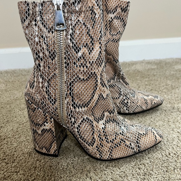 Public Desire Snake Print Block Heel Bootie, UK 5, US 7, Brand New Never Worn - Picture 3 of 9